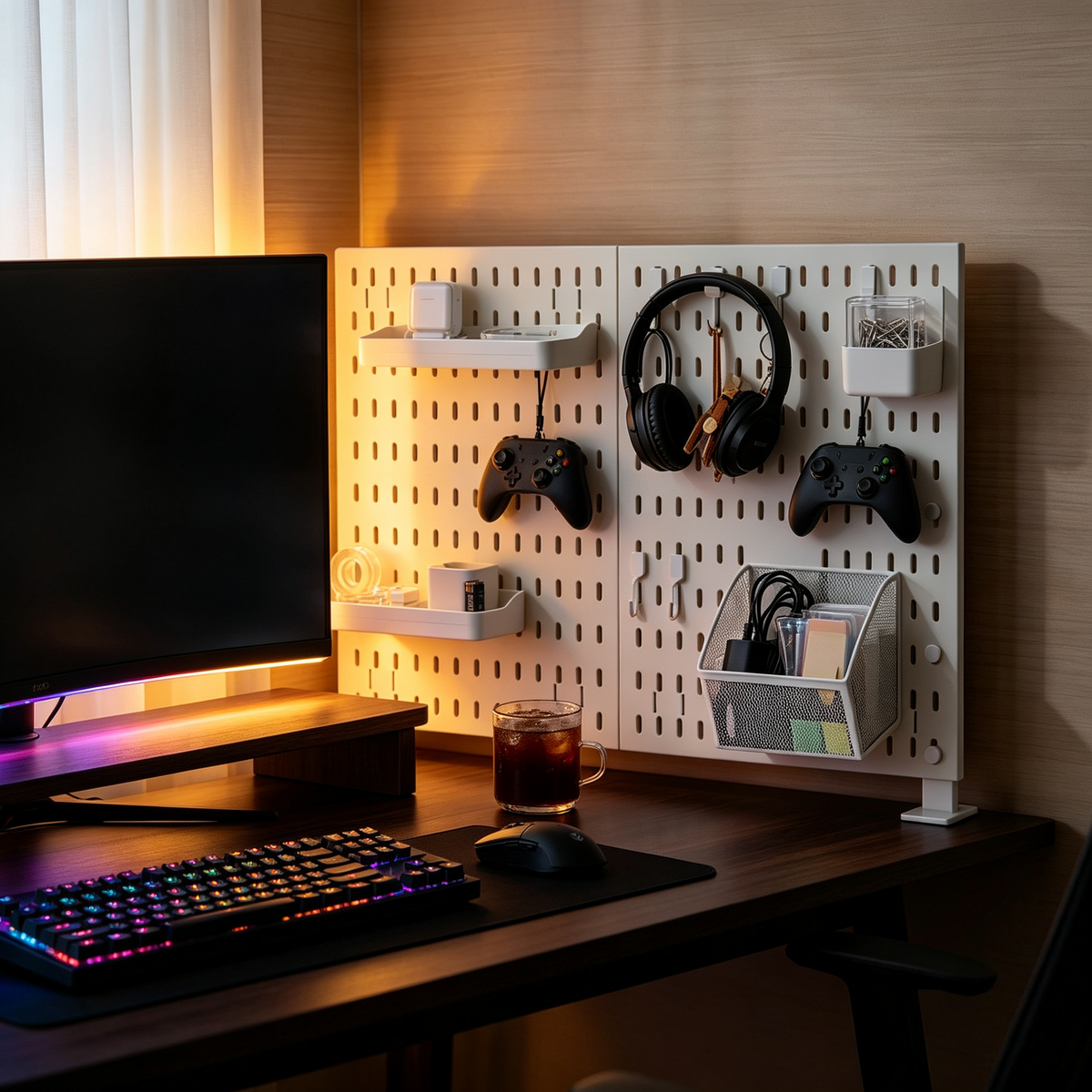 🤍 Desktop Pegboard Organizer | Customizable Vertical Storage | Clean Space-Saving Desk Setup